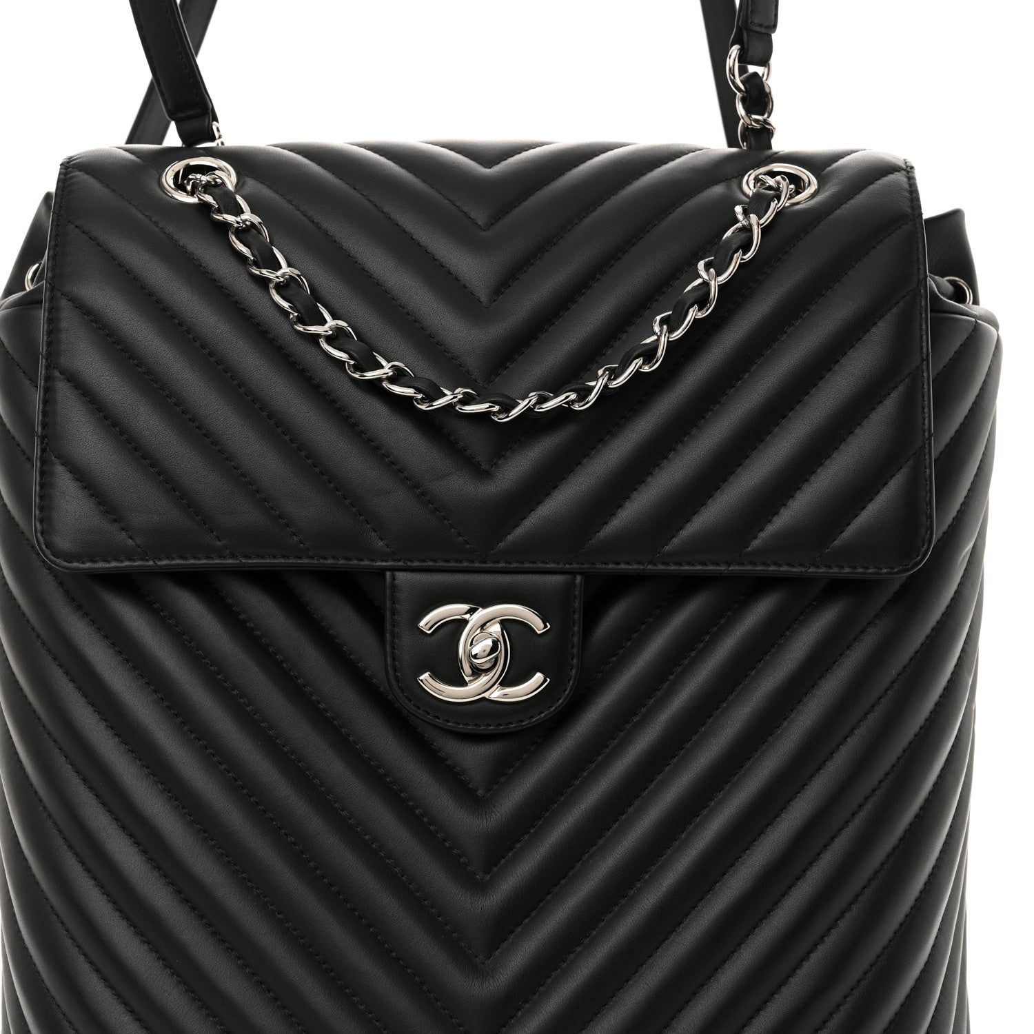 Chanel Calfskin Chevron Quilted Large Urban Spirit Backpack Black 8 of 11