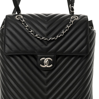 Chanel Calfskin Chevron Quilted Large Urban Spirit Backpack Black 8 of 11