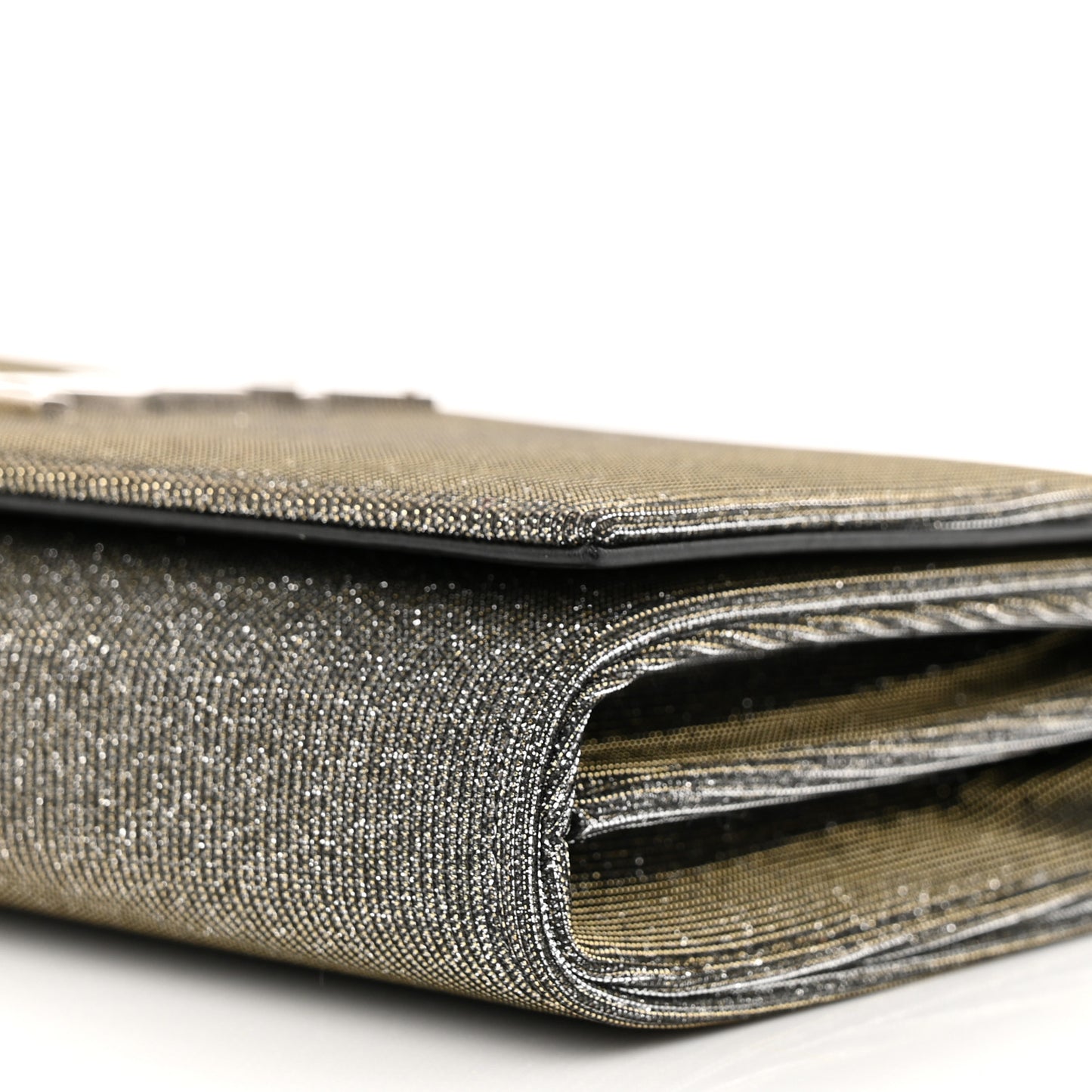 Metallic Sparkle Fabric Monogram Chain Wallet Anthracite