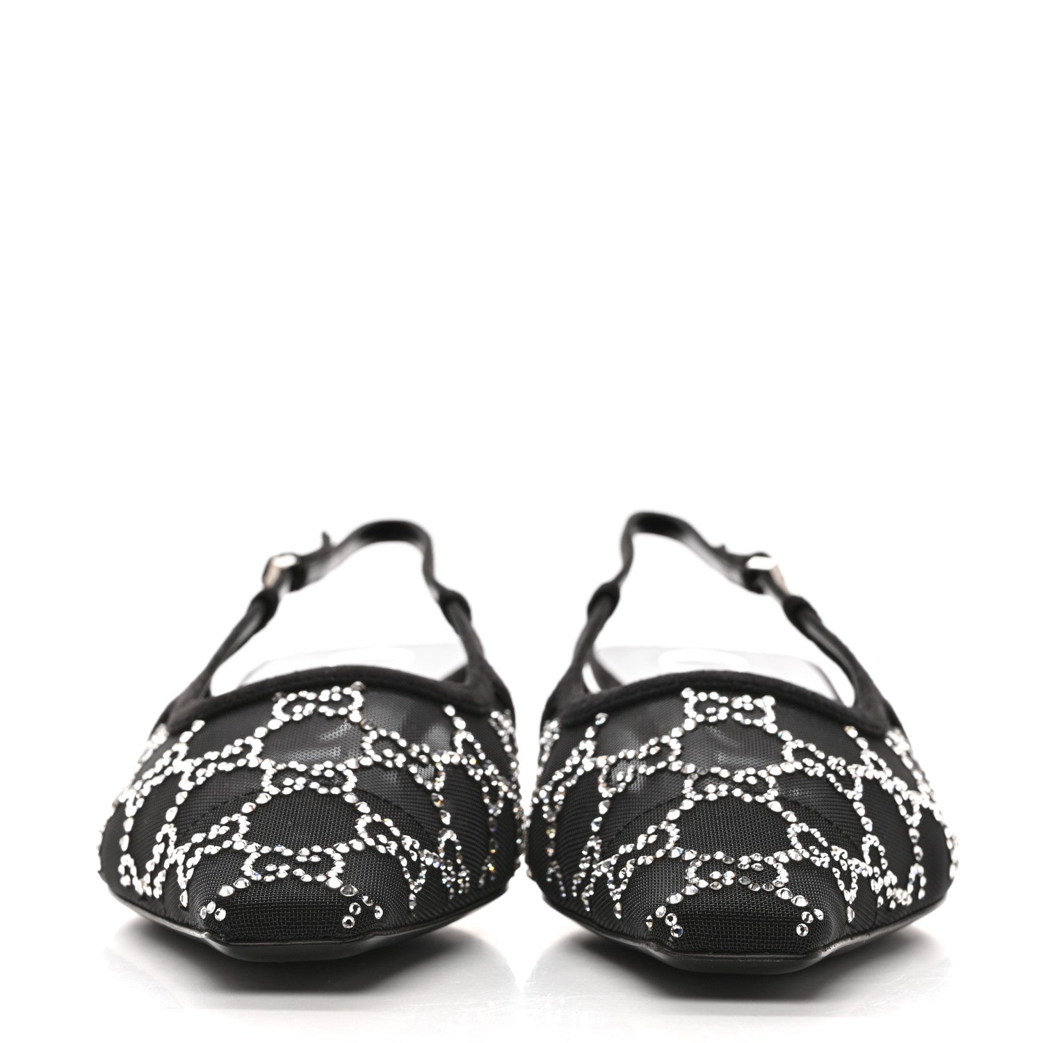 Gucci Tela Retino Kid Scamosciato Crystal GG Monogram Square G 35mm Slingback Pumps 39 Black 9 of 19