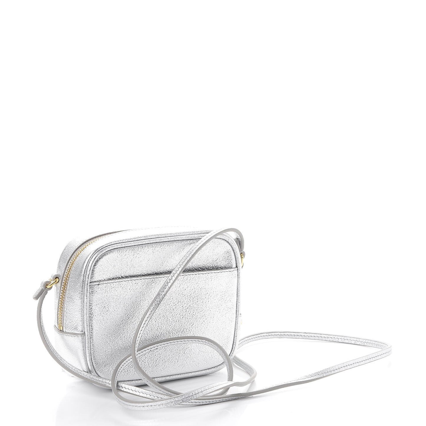 Metallic Calfskin Monogram Blogger Bag Argento Nero