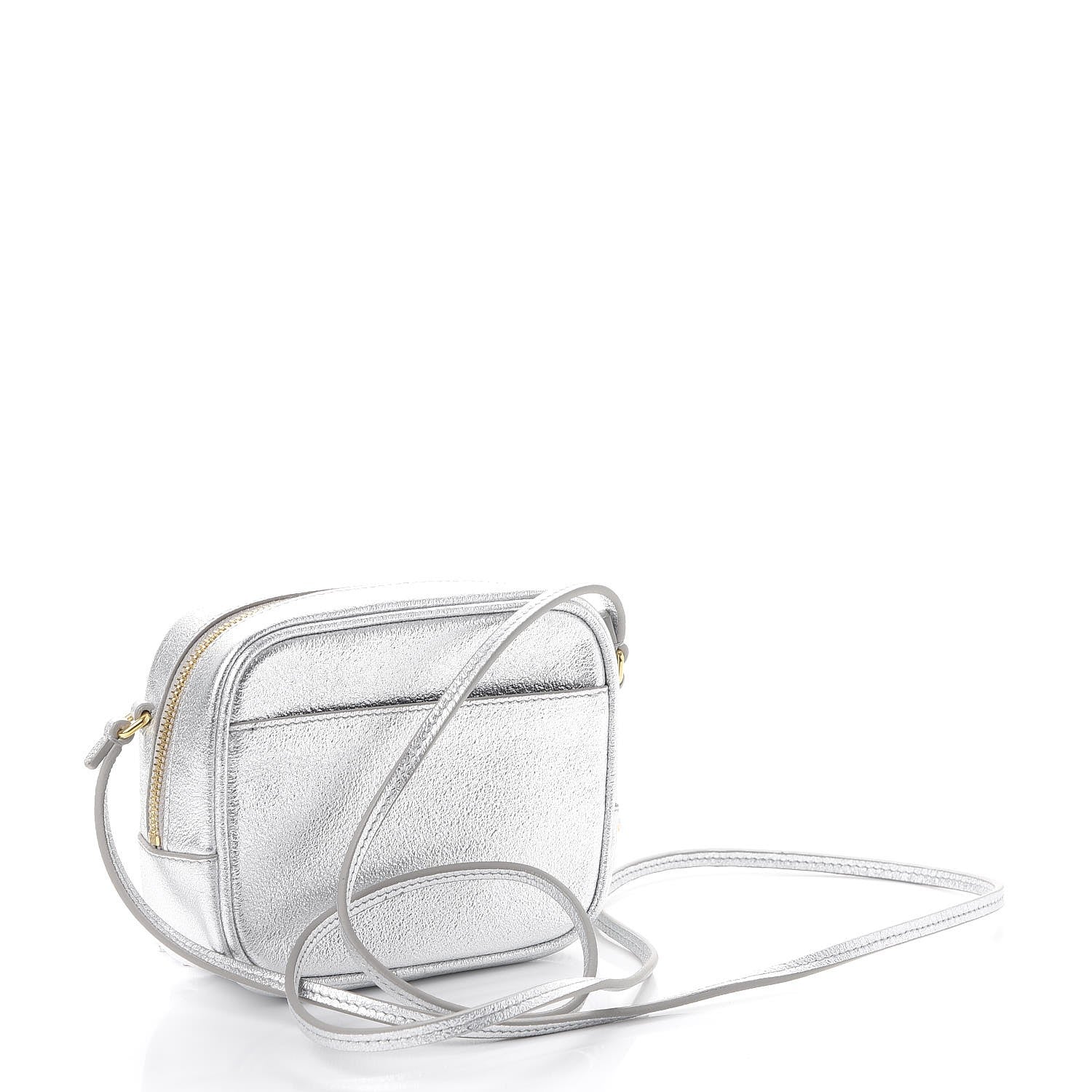 Saint Laurent Metallic Calfskin Monogram Blogger Bag Argento Nero 4 of 9