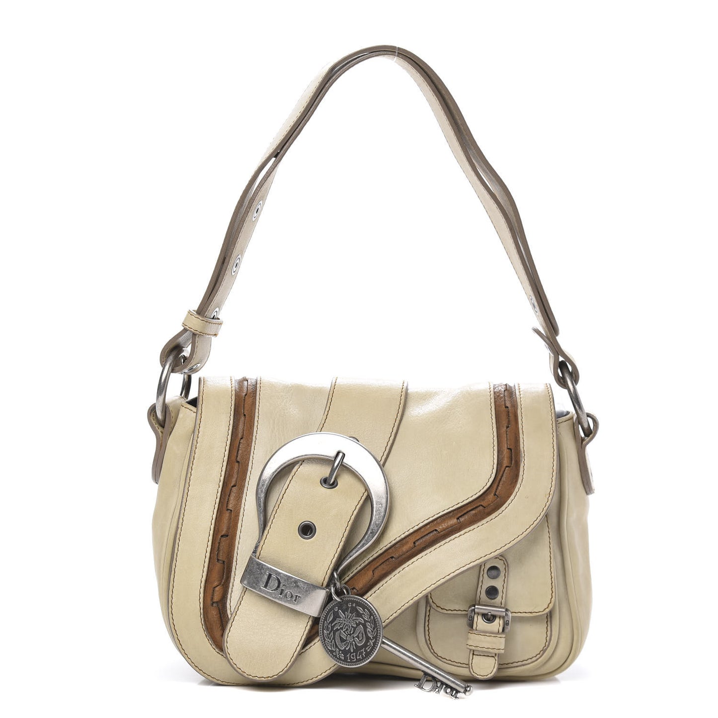 Calfskin Gaucho Double Saddle Bag Ivory