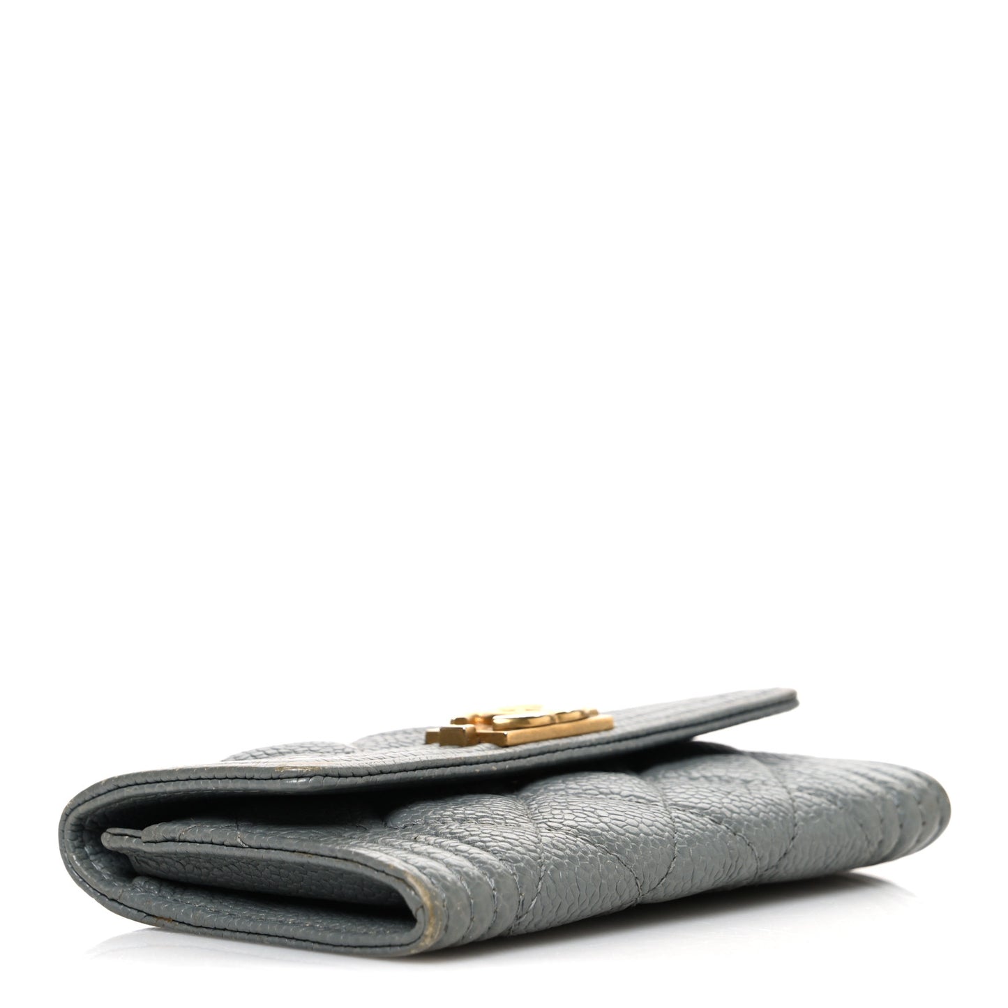 Caviar Quilted Boy Flap Card Holder Grey