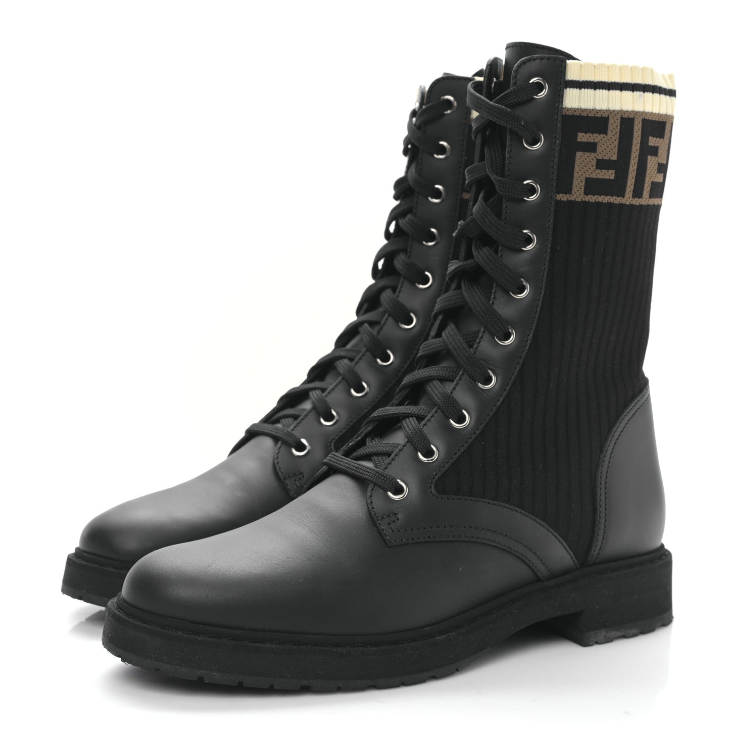 Calfskin Stretch Fabric Rockoko Biker Boots 41 Tobacco Black Marino