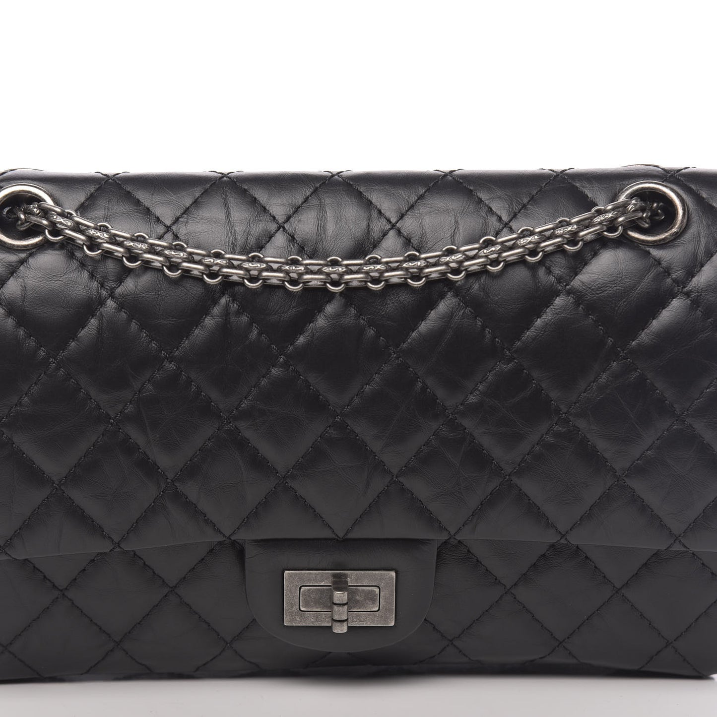 Aged Calfskin Quilted 2.55 Reissue 225 Flap Black