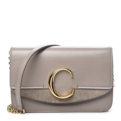 Chloe Calfskin Suede C Clutch With Chain Motty Grey 1 of 9