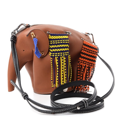 Loewe Calfskin Mini Knot On My Planet Elephant Crossbody Bag Tan Multi 3 of 10