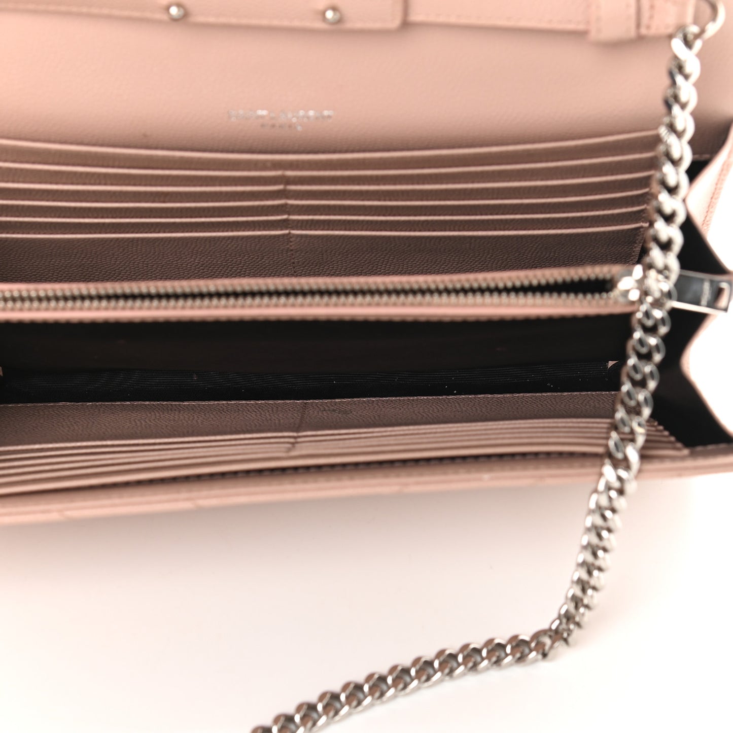 Grain De Poudre Matelasse Chevron Monogram Chain Wallet Pale Pink