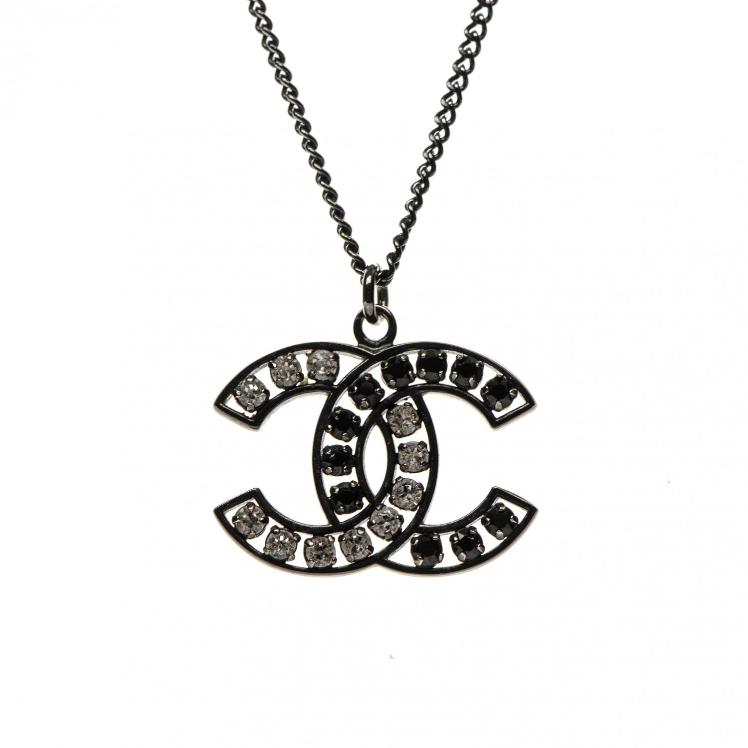 Chanel Ruthenium Crystal CC Necklace Black 3 of 4
