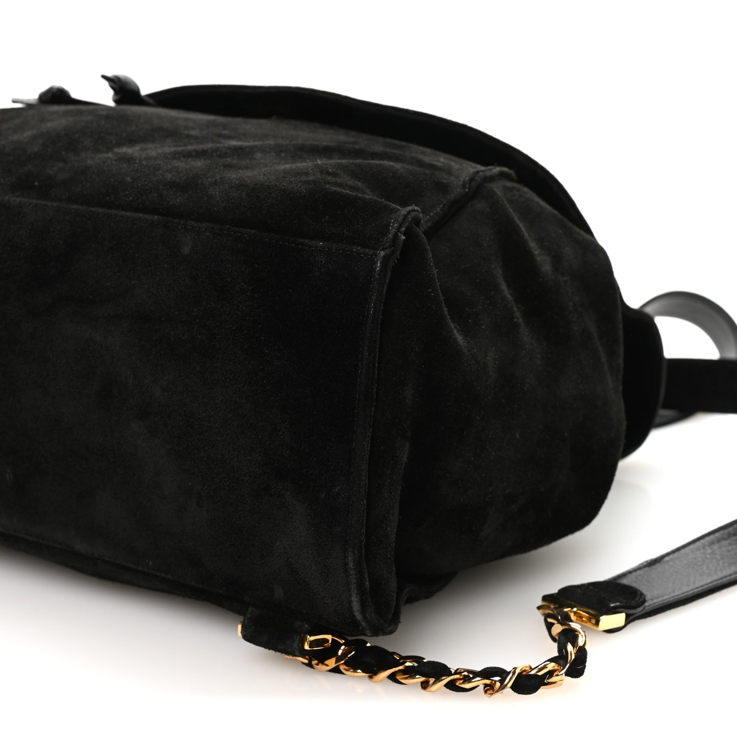 Suede CC Drawstring Backpack Black