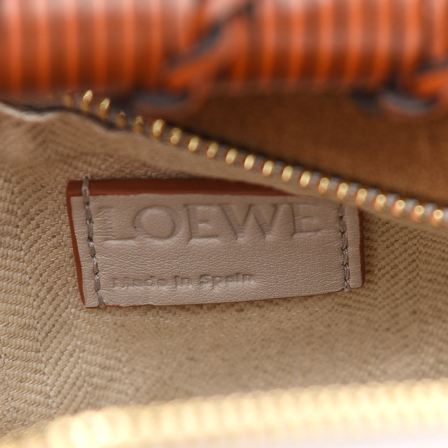 Calfskin Small Puzzle Edge Bag Tan White