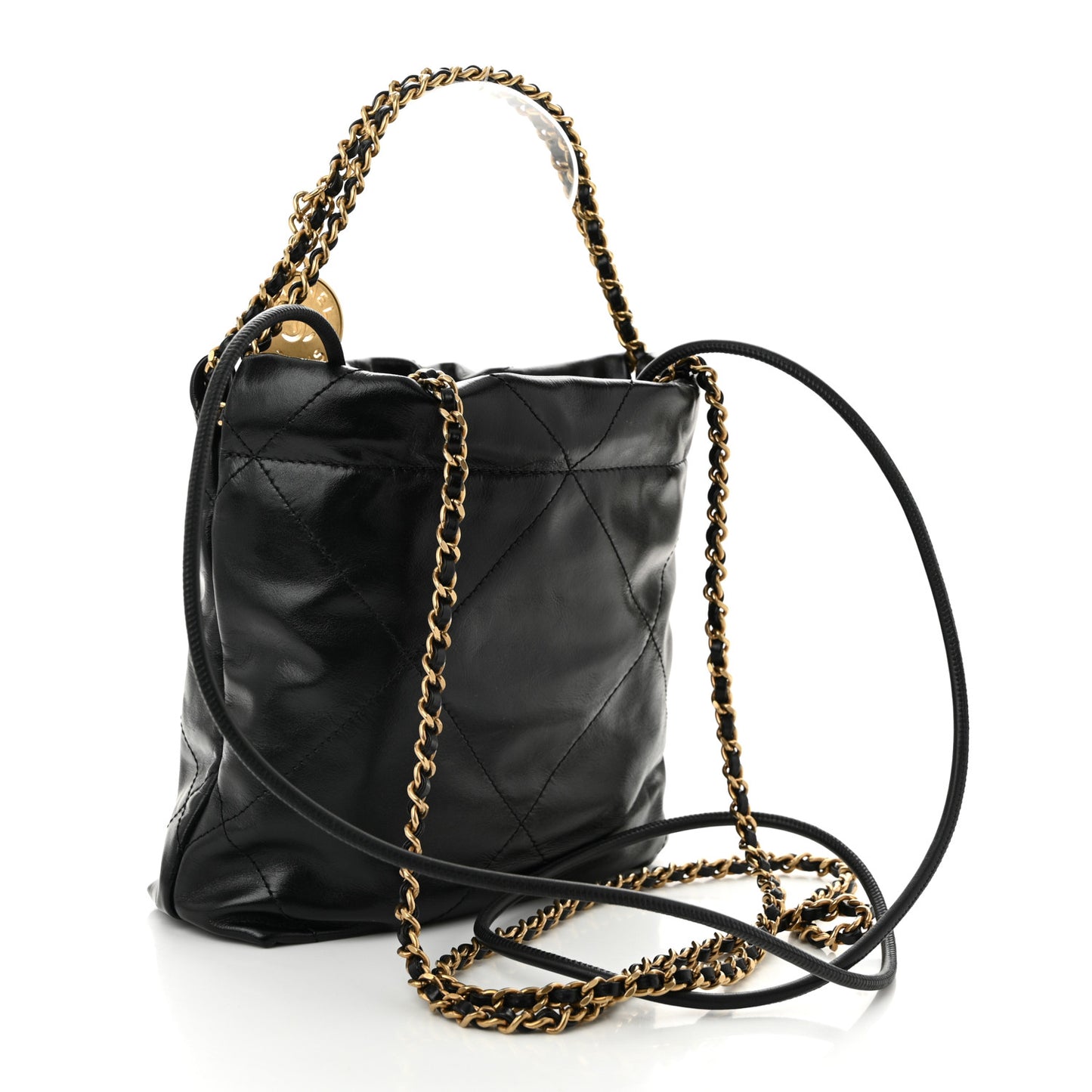 Shiny Calfskin Quilted Mini Chanel 22 Black