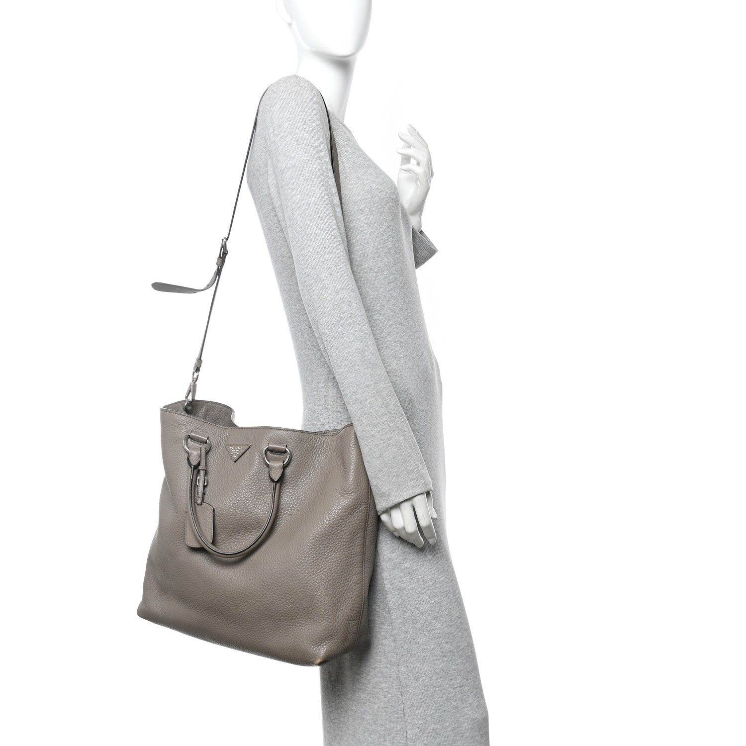 Prada Vitello Daino Shopping Tote Argilla 2 of 16