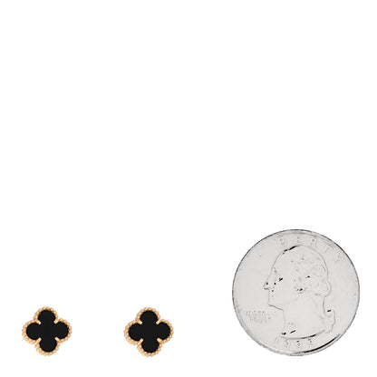 Van Cleef & Arpels 18K Yellow Gold Black Onyx Sweet Alhambra Earrings 2 of 5