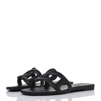 Hermes Rubber Aloha Sandals 36 Black 3 of 8