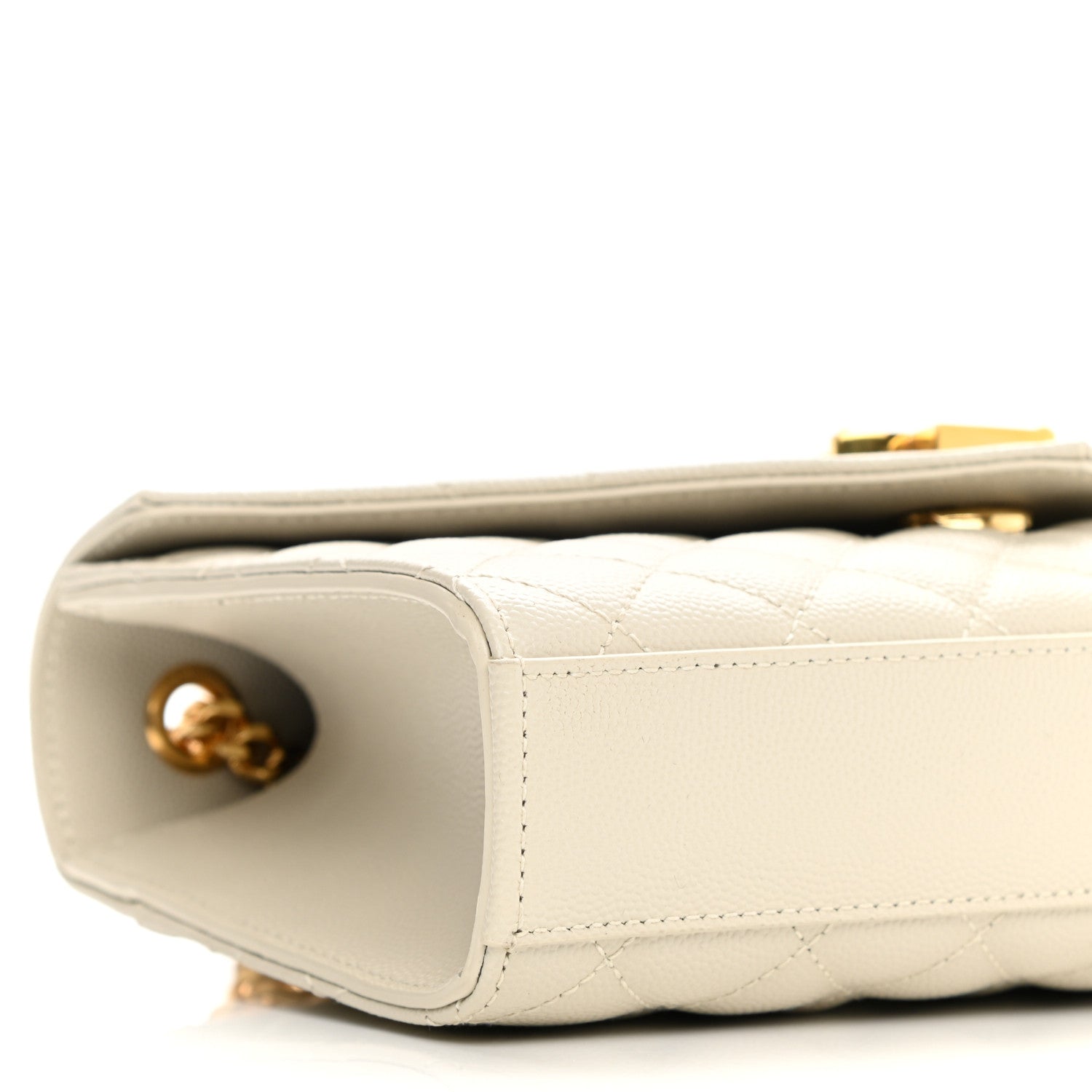 Saint Laurent Grain De Poudre Textured Mixed Matelasse Triquilt Small Monogram Satchel Crema Soft 9 of 10