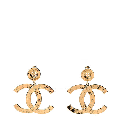 Chanel Metal Large Paris Button Earrings Gold 1 of 5