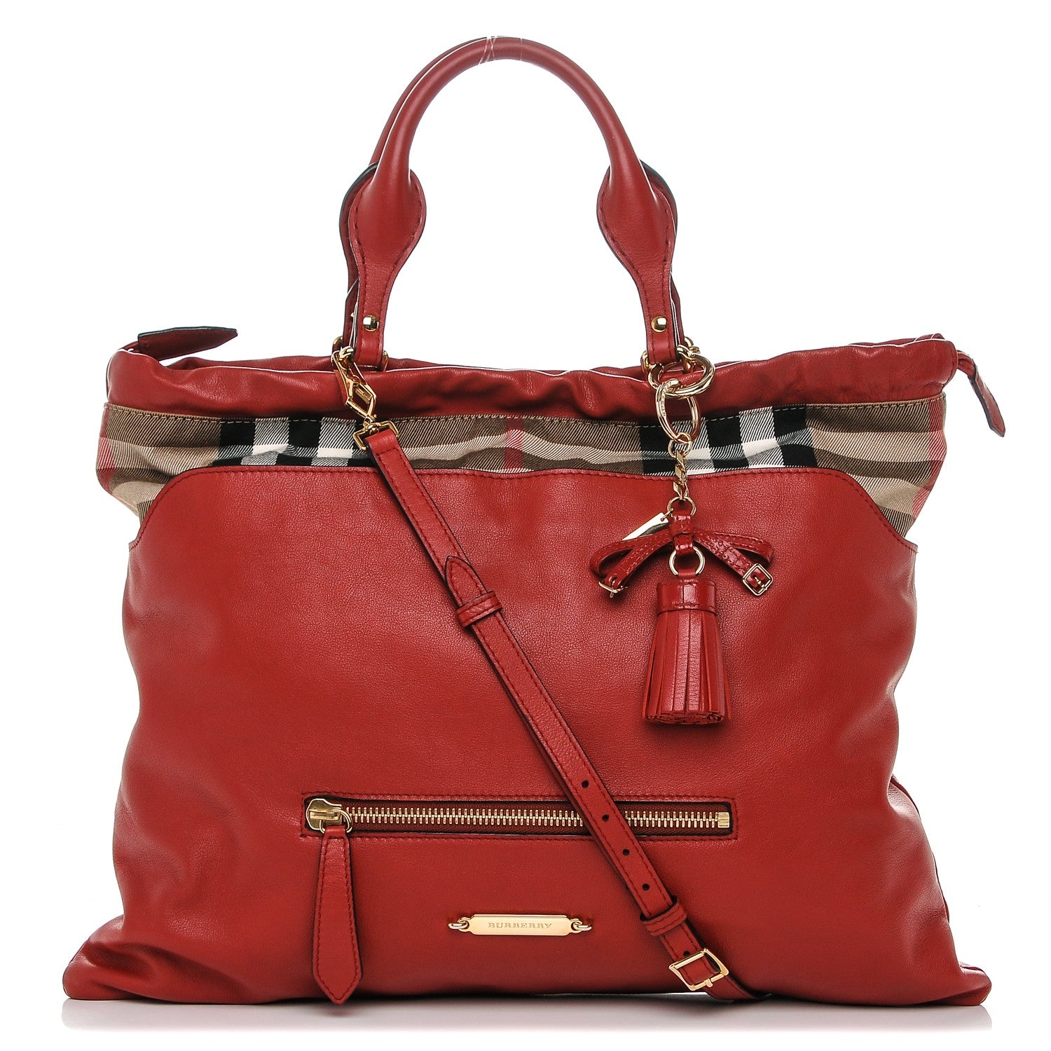 Burberry Calfskin House Check Big Crush Military Red 1 of 8