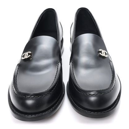 Chanel Calfskin Crystal CC Mocassin Loafers 39 Black 3 of 10