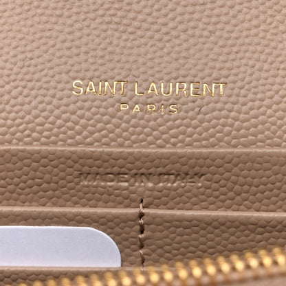 Saint Laurent Grain De Poudre Matelasse Chevron Monogram Chain Wallet Nude Powder 6 of 9