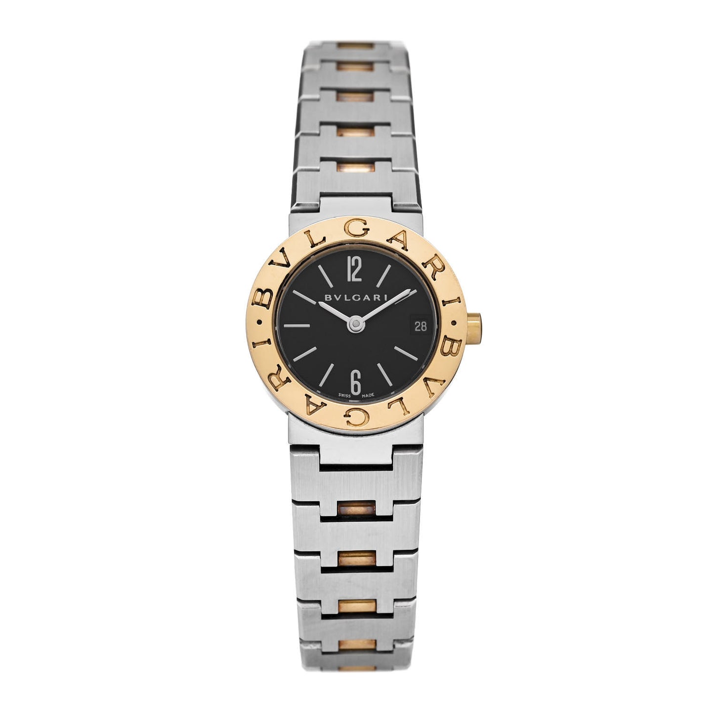 Stainless Steel 18K Yellow Gold 23mm Quartz Watch Black