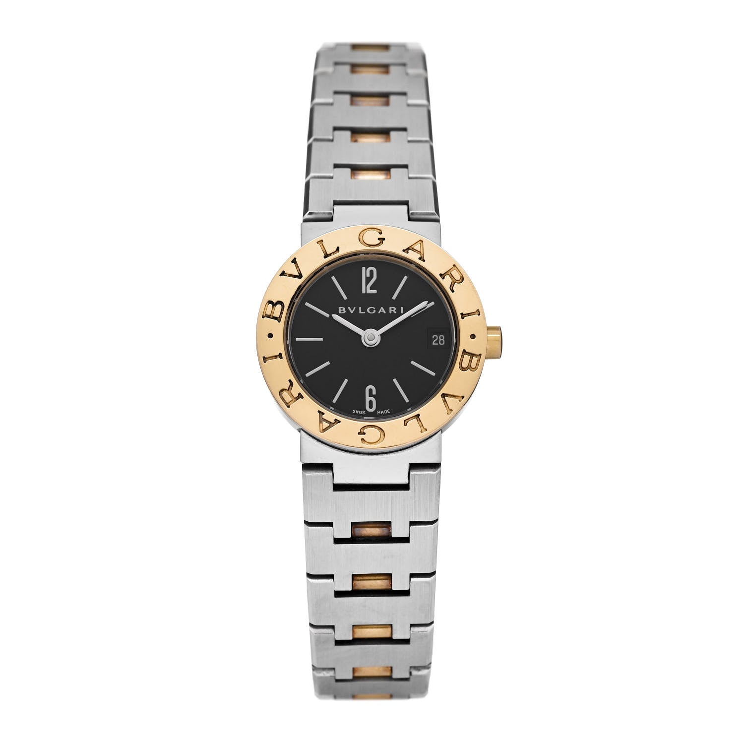 Bulgari Stainless Steel 18K Yellow Gold 23mm Quartz Watch Black 1 of 4