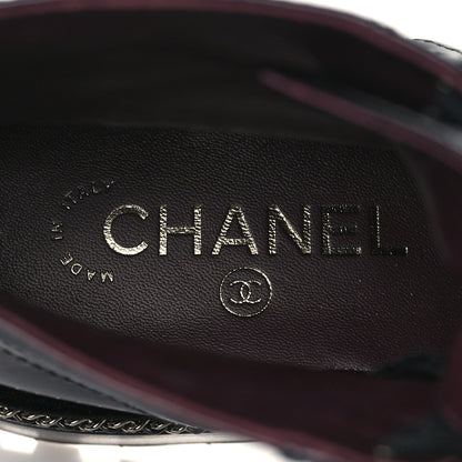 Chanel Crackled Calfskin Velvet Pearl Combat Short Boots 39 Black 7 of 8