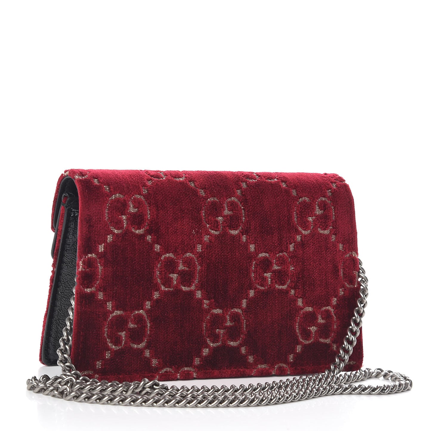 Velvet GG Monogram Super Mini Dionysus Shoulder Bag Red Cipria Black