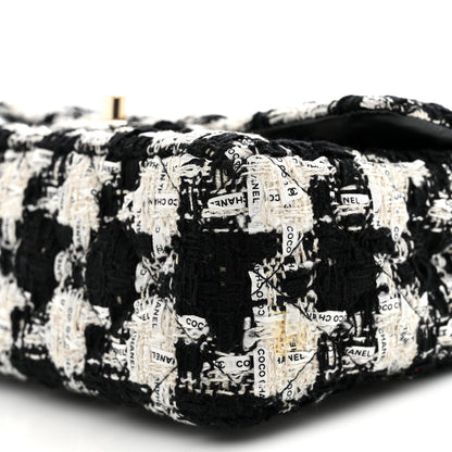 Chanel Tweed Quilted Mini Rectangular Flap Black Ecru White 10 of 12