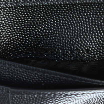 Saint Laurent Grain De Poudre Matelasse Chevron Monogram Compact Zip Around Wallet Black 7 of 7