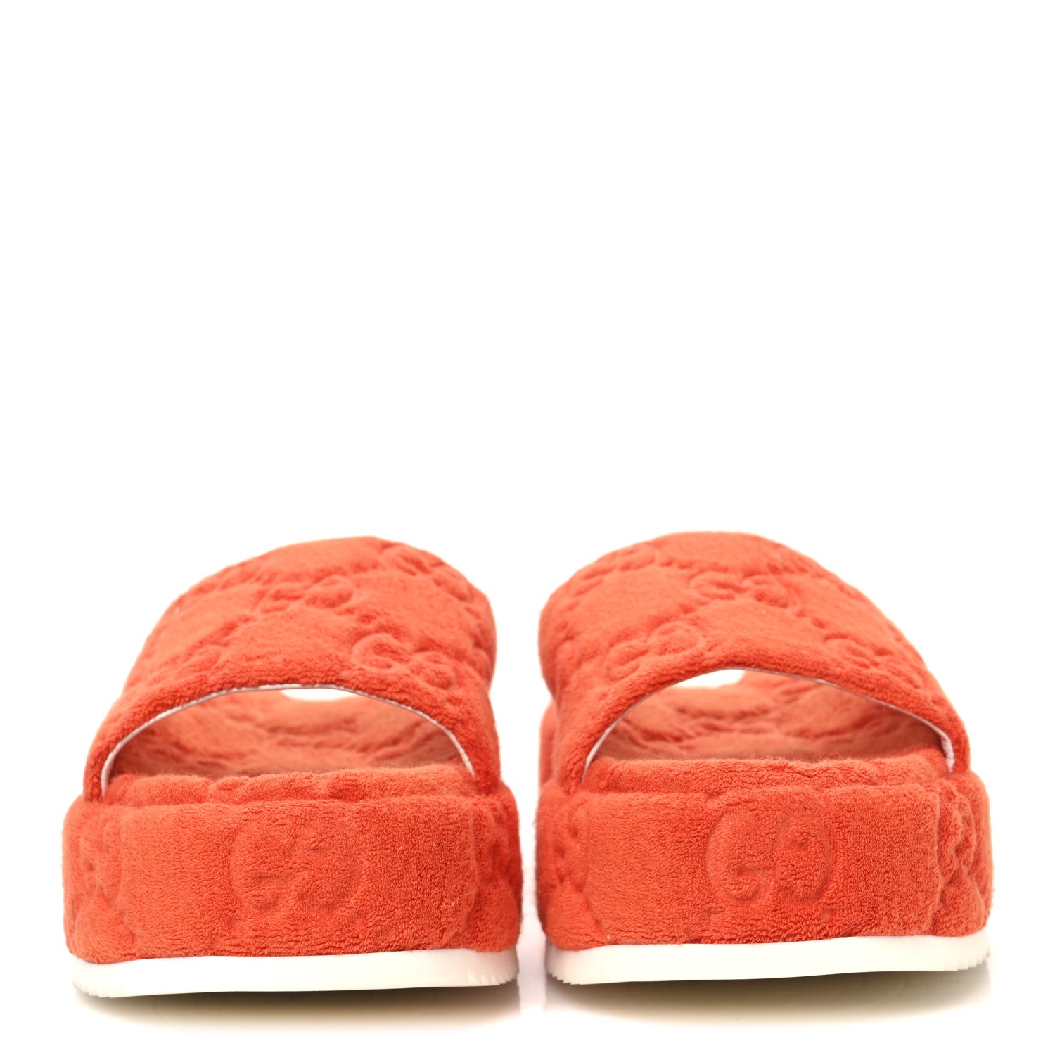 Gucci Terry Cloth GG Monogram Angelina Platform 55mm Slide Sandals 39.5 Deep Orange 3 of 11