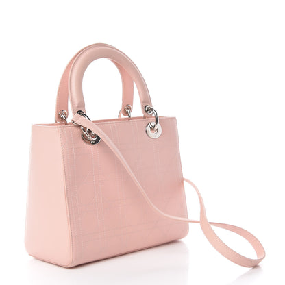 Christian Dior Grained Calfskin Cannage Medium Lady Dior Pink 3 of 20