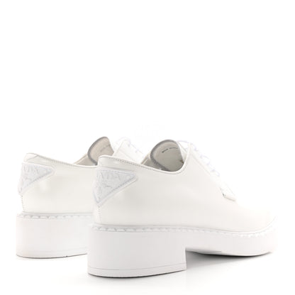 Prada Spazzolato Rubber Triangle Logo 50mm Derby Loafers 40 White 4 of 11