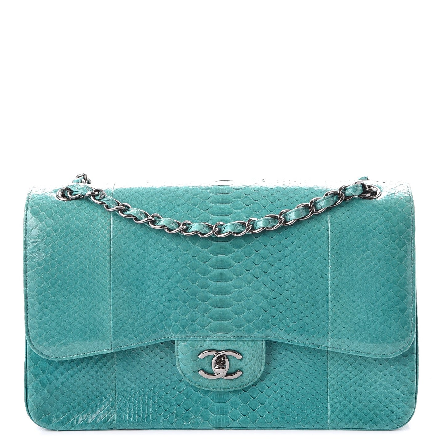 Python Jumbo Double Flap Turquoise