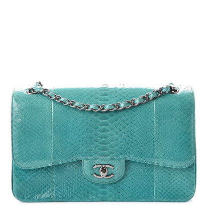 Chanel Python Jumbo Double Flap Turquoise 1 of 10