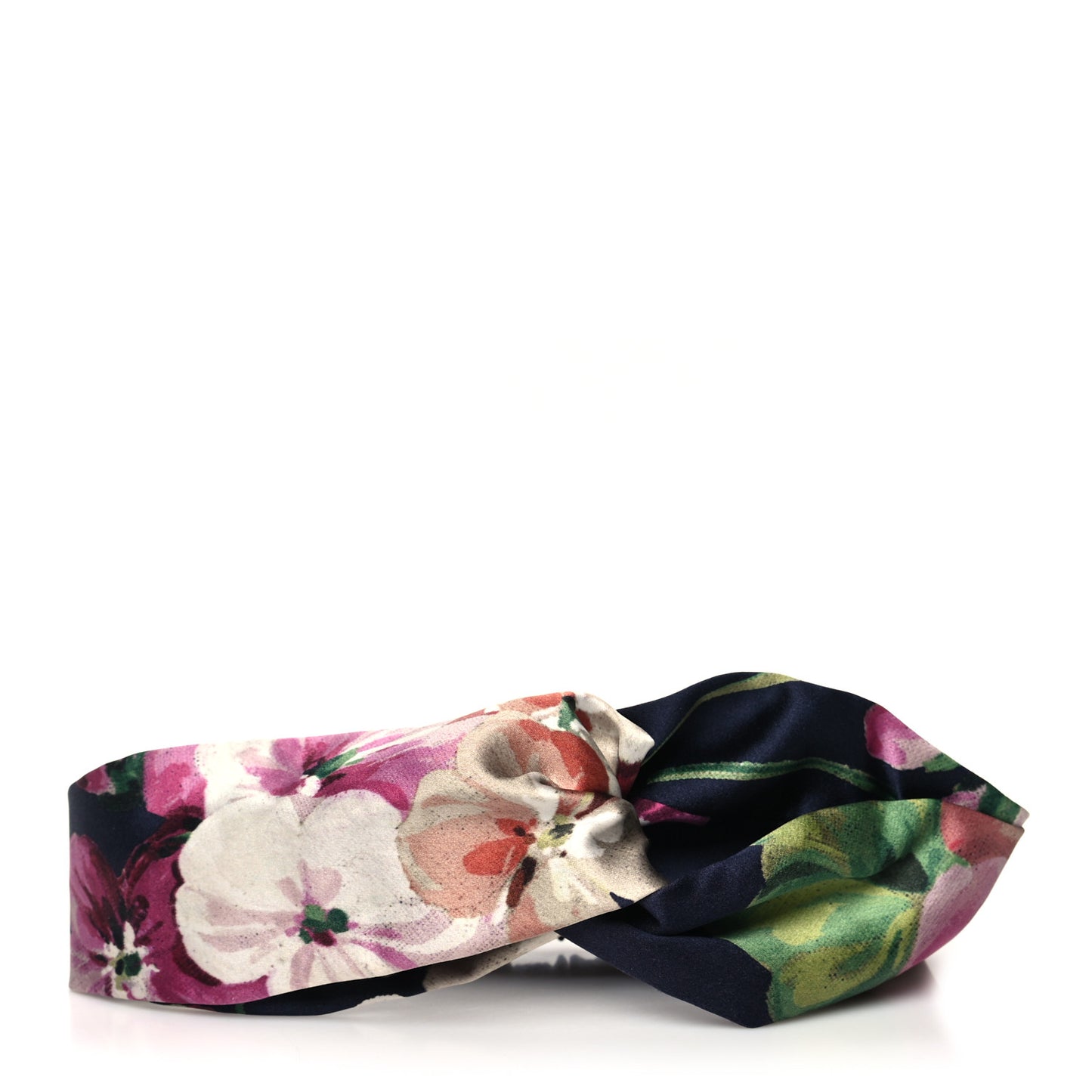 Silk Blooms Print Duchesse Headband Navy