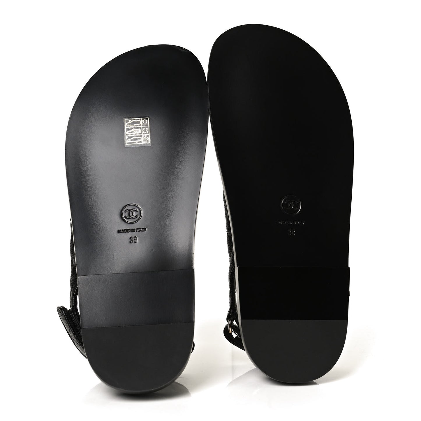 Grained Calfskin Velcro Dad Sandals 38 Black