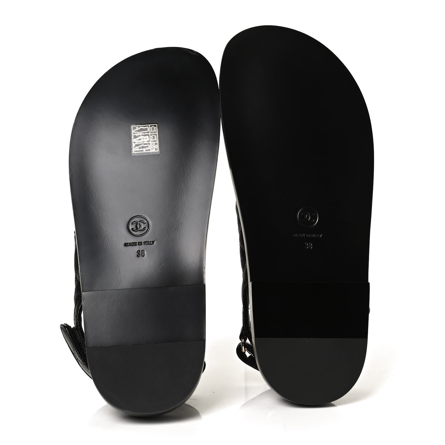Chanel Grained Calfskin Velcro Dad Sandals 38 Black 7 of 11