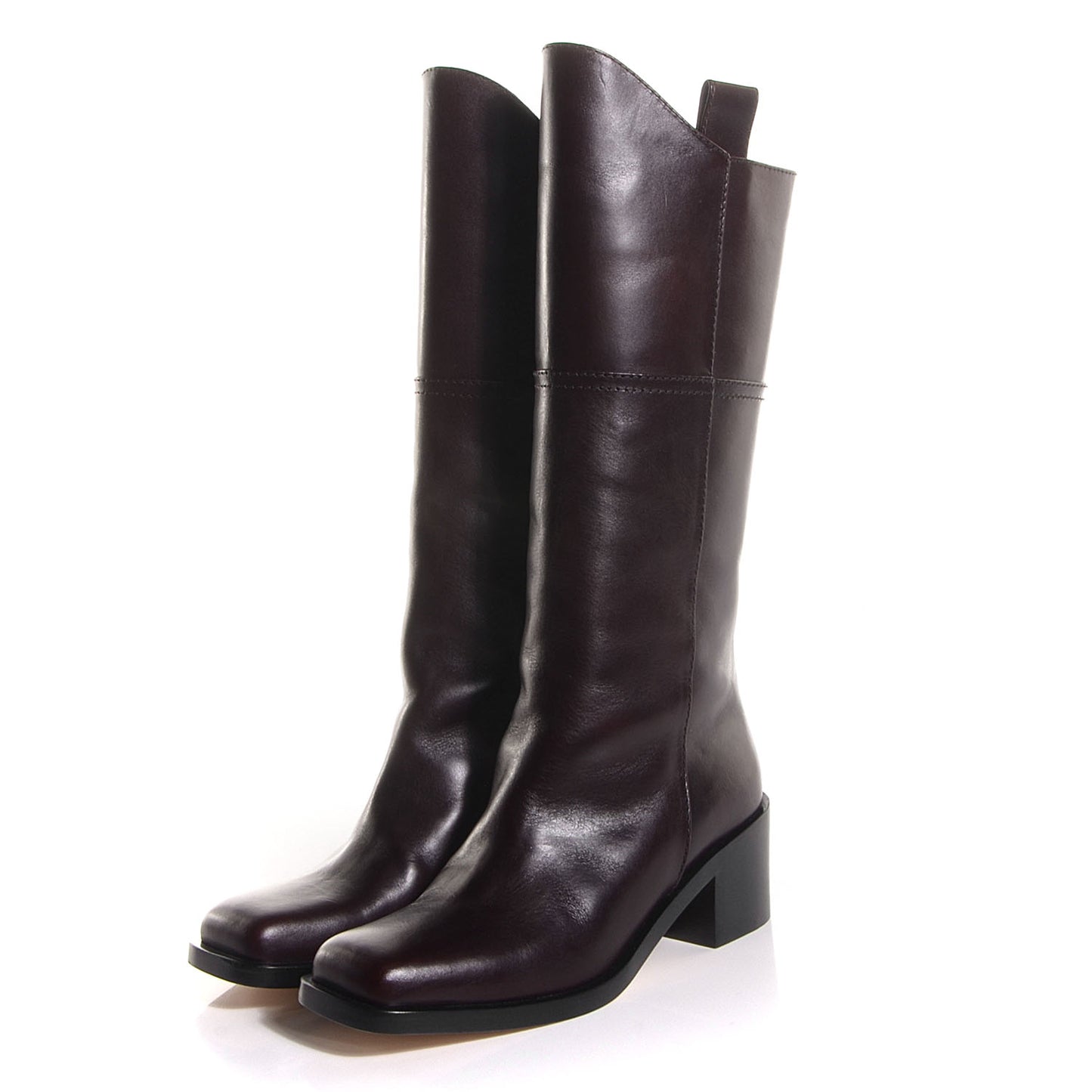 Calfskin CC Knee High Boots 39.5 Dark Brown