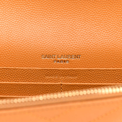 Saint Laurent Grain De Poudre Matelasse Chevron Monogram Chain Wallet Senape Yellow 8 of 11
