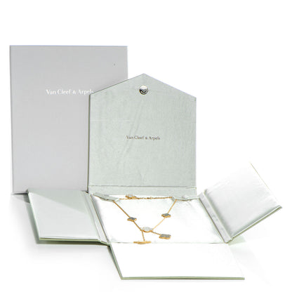 Van Cleef & Arpels 18K Yellow Gold Mother of Pearl Onyx 6 Motifs Magic Alhambra Necklace 7 of 7