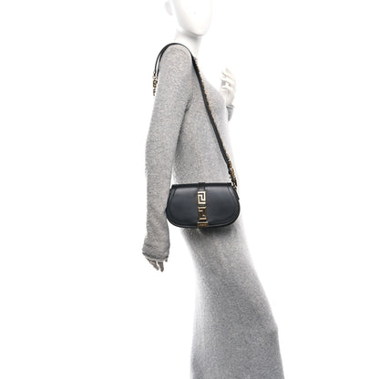 Versace Calfskin Medium Greca Goddess Shoulder Bag Black 2 of 10