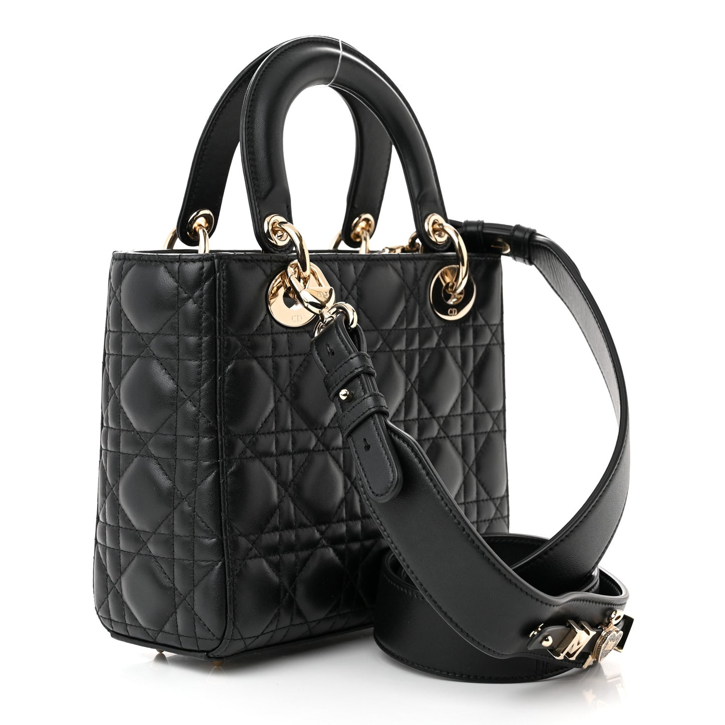 CHRISTIAN DIOR Lambskin Cannage Small My ABCDior Lady Dior Black