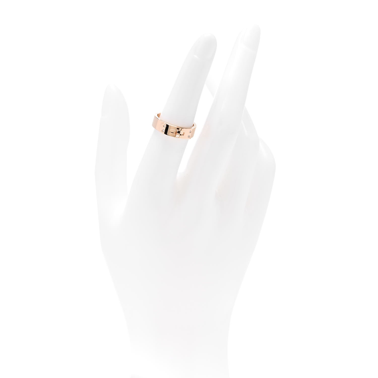 Hermes 18K Rose Gold Diamond PM Kelly Ring 52 6 2 of 5