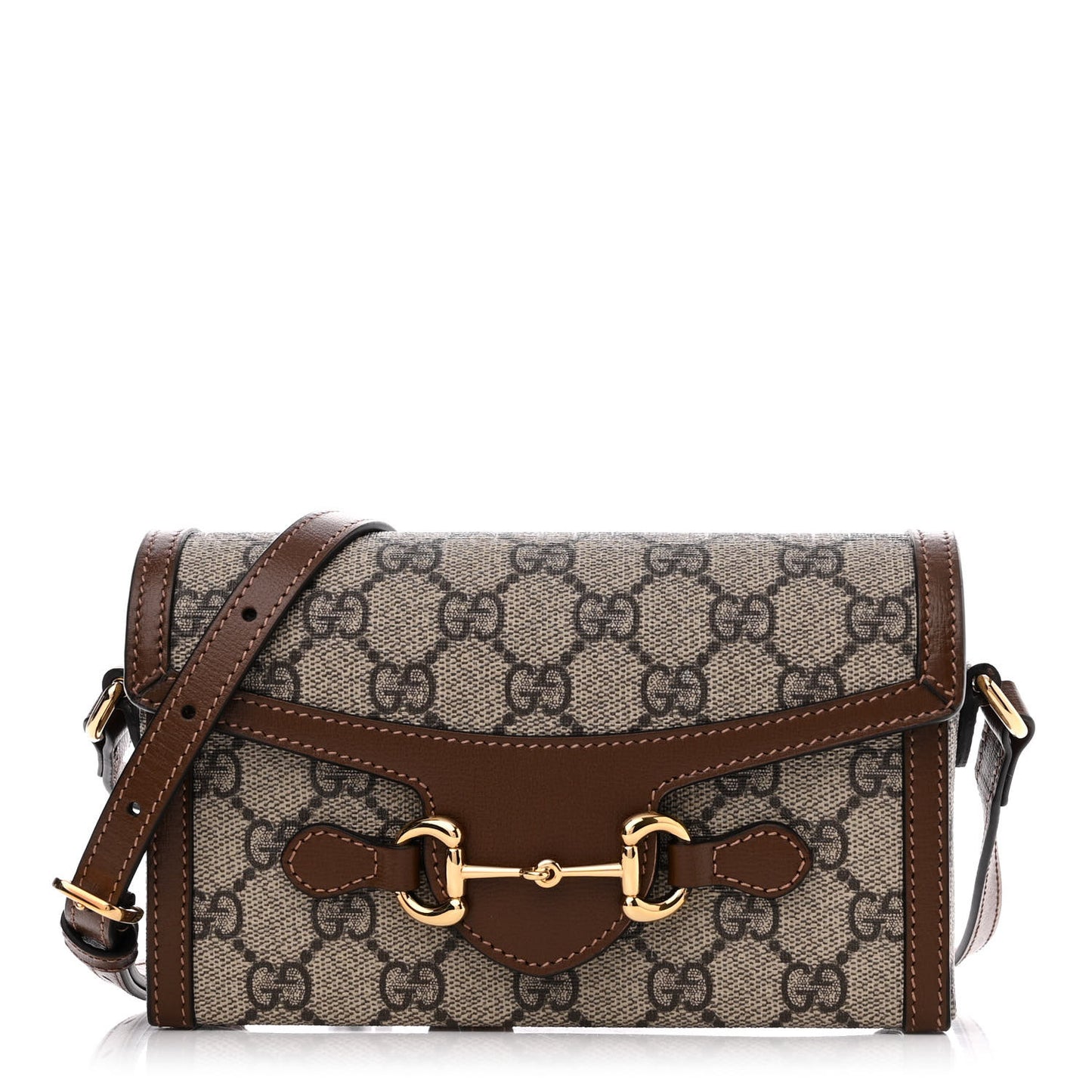 GG Supreme Monogram Mini Horsebit 1955 Shoulder Bag Beige Brown Sugar