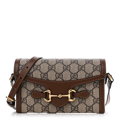 Gucci GG Supreme Monogram Mini Horsebit 1955 Shoulder Bag Beige Brown Sugar 1 of 11