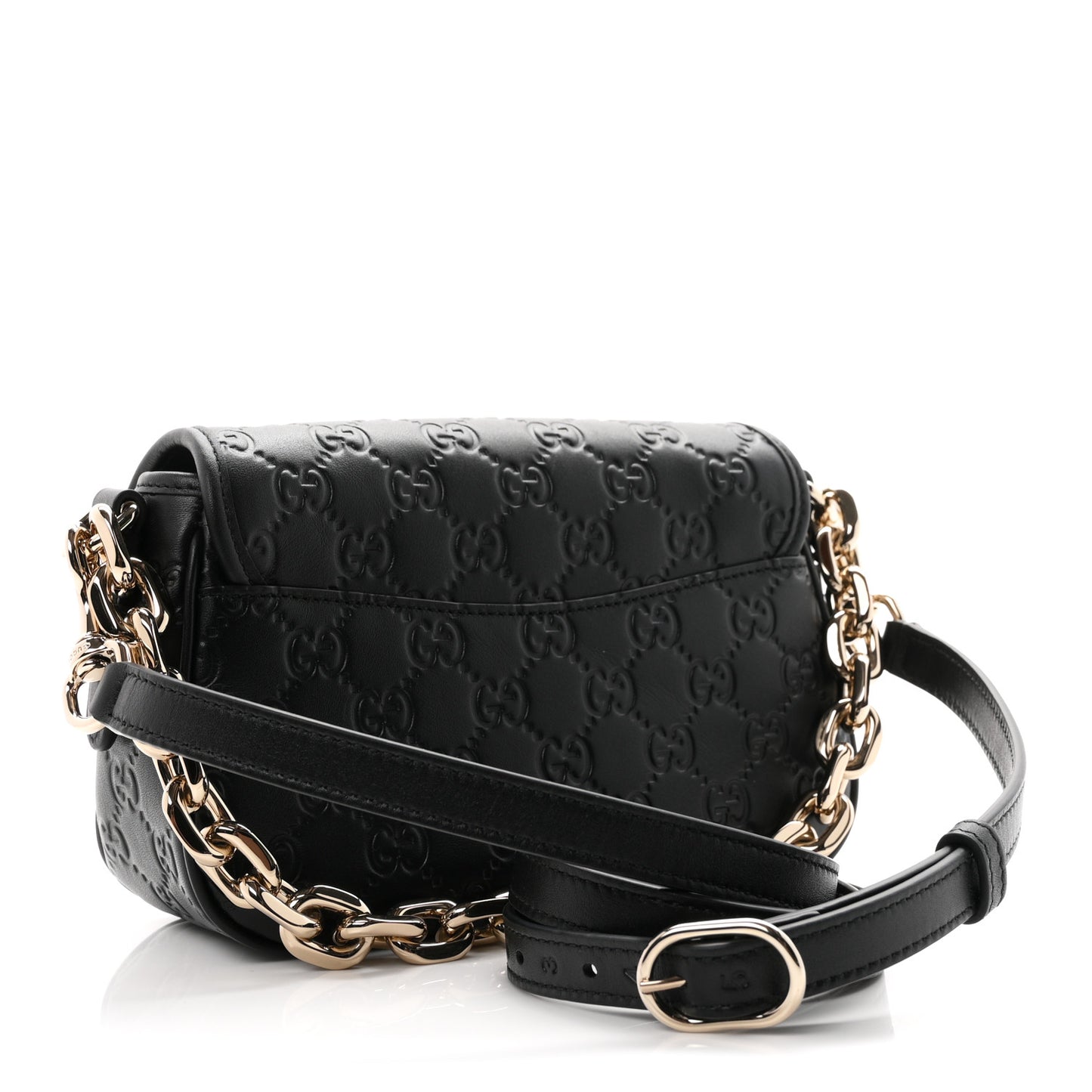 GG Calfskin Embossed Emblem Arabella Bag Black