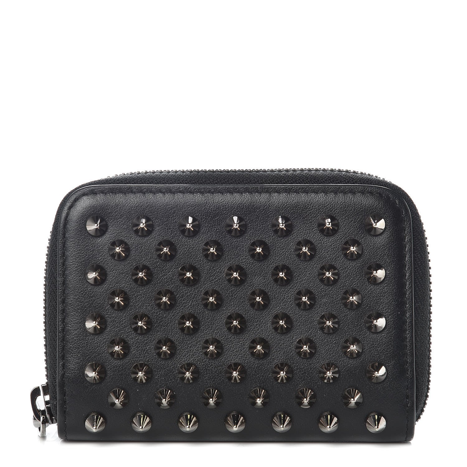 Christian Louboutin Calfskin Spiked Panettone Coin Purse Black 1 of 9