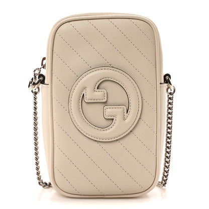 Gucci Sakai Be Green Calfskin Diagonal Stitched Mini Blondie Vertical Shoulder Bag Mystic White 1 of 9